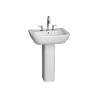 White Pedestal Bathroom Sink with Overflow