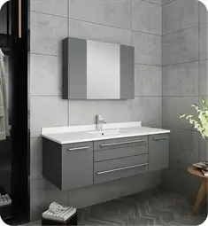 Fresca FVN6148GR-UNS - Gray Wall Hung Undermount Sink Bathroom Vanity with Medicine Cabinet